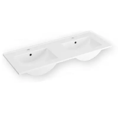 Plan double vasque Luna 121cm c�ramique Blanc per�� 2 trous (pour Bento uniquement) - DECOTEC R�f. 1790341