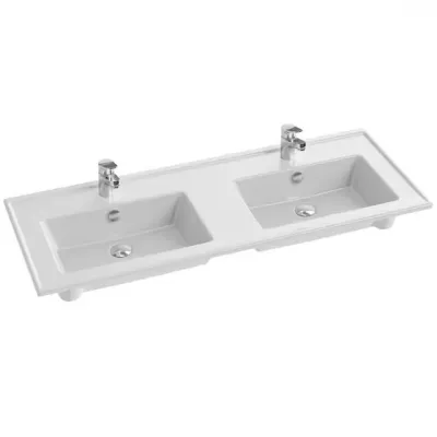 Plan double vasque Tolbiac c�ramique 121cm Blanc brillant - Jacob Delafon R�f. EXBQ112-Z-00
