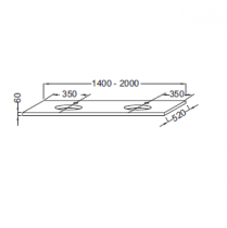 Plan Parallel 200cm 2 découpes pour E2661 - Jacob Delafon Réf. EB86-2000-MM