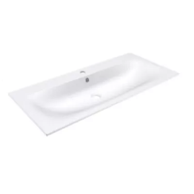 Plan simple vasque Alceste Solid Surface 100cm (1 trou de robinet) Blanc mat - DECOTEC R�f. 1799011