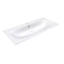 Plan simple vasque Alceste Solid Surface 100cm (1 trou de robinet) Blanc mat - DECOTEC R&eacute;f. 1799011