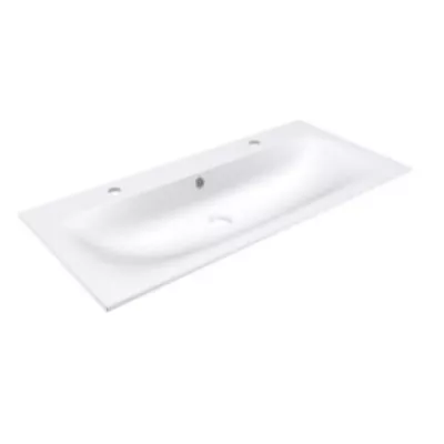 Plan simple vasque Alceste Solid Surface 100cm (2 trous de robinet) Blanc mat - DECOTEC R�f. 1799021