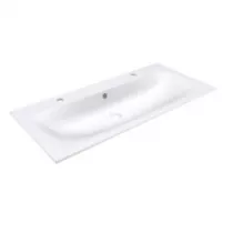 Plan simple vasque Alceste Solid Surface 100cm (2 trous de robinet) Blanc mat - DECOTEC R&eacute;f. 1799021