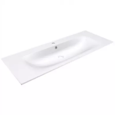 Plan simple vasque Alceste Solid Surface 120cm (1 trou de robinet) Blanc mat - DECOTEC R�f. 1799031