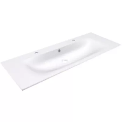 Plan simple vasque Alceste Solid Surface 120cm (2 trous de robinet) Blanc mat - DECOTEC R�f. 1799041