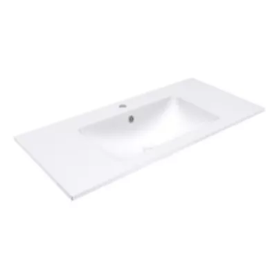 Plan simple vasque ASTRAL Solid Surface 101cm (1 trou de robinet) Blanc mat - DECOTEC R�f. 1799071
