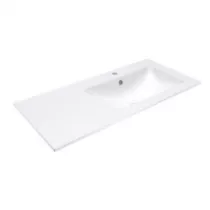 Plan simple vasque ASTRAL Solid Surface 101cm (vasque &agrave; droite) Blanc mat - DECOTEC R&eacute;f. 1799091