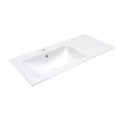 Plan simple vasque ASTRAL Solid Surface 101cm (vasque � gauche) Blanc mat - DECOTEC R�f. 1799081