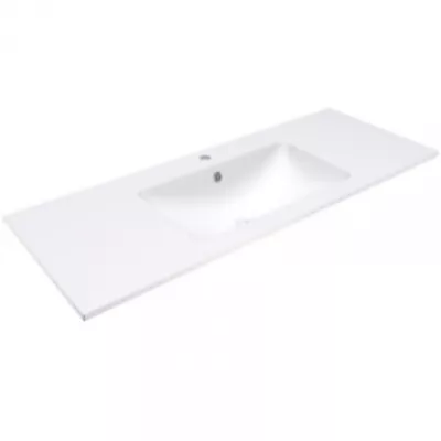 Plan simple vasque ASTRAL Solid Surface 121cm (1 trou de robinet) Blanc mat - DECOTEC R�f. 1799101