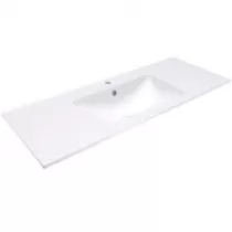 Plan simple vasque ASTRAL Solid Surface 121cm (1 trou de robinet) Blanc mat - DECOTEC R&eacute;f. 1799101