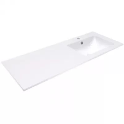 Plan simple vasque ASTRAL Solid Surface 121cm (vasque � droite) Blanc mat - DECOTEC R�f. 1799121