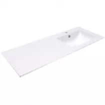 Plan simple vasque ASTRAL Solid Surface 121cm (vasque &agrave; droite) Blanc mat - DECOTEC R&eacute;f. 1799121