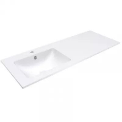 Plan simple vasque ASTRAL Solid Surface 121cm (vasque � gauche) Blanc mat - DECOTEC R�f. 1799111