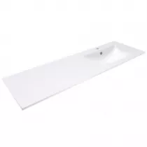 Plan simple vasque ASTRAL Solid Surface 151cm (vasque &agrave; droite) Blanc mat - DECOTEC R&eacute;f. 1799151