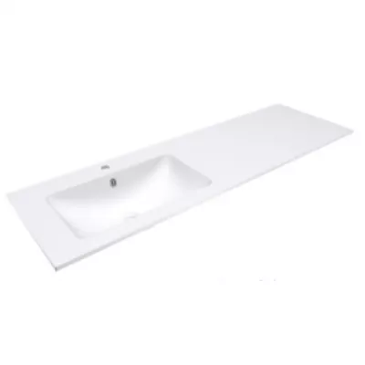 Plan simple vasque ASTRAL Solid Surface 151cm (vasque � gauche) Blanc mat - DECOTEC R�f. 1799141