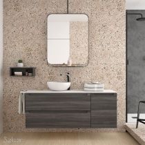 Plan sur-mesure 1011 à 1210 mm Solid Surface 12 mm blanc mat avec ou sans porte-serviette - SALGAR Réf. 103632