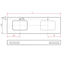 Plan sur-mesure 1201-1500mm Solid Surface 12mm avec jupe Blanc mat avec ou sans porte-serviette - SALGAR Réf. 97804