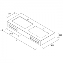Plan sur-mesure 1201-1500mm Solid Surface 12mm avec jupe Blanc mat avec ou sans porte-serviette - SALGAR Réf. 97804