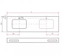 Plan sur-mesure 901-1200mm Solid Surface 12mm avec jupe Blanc mat avec ou sans porte-serviette - SALGAR Réf. 97794