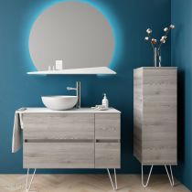 Plan sur-mesure inf. 610 mm Solid Surface 12 mm blanc mat avec ou sans porte-serviette - SALGAR Réf. 103630