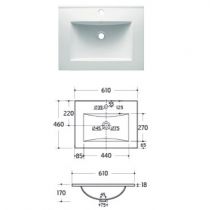 Plan vasque 61 cm céramique noire - Ozé Réf. VAS-600CER-N