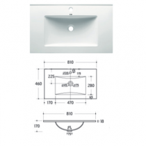 Plan vasque 81 cm céramique noire - Ozé Réf. VAS-800CER-N