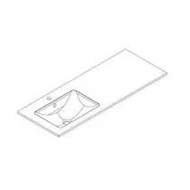 Plan vasque ASTRAL Solid Surface L150 gauche 1 trou de robinet - DECOTE R&eacute;f. 1799141