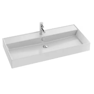 Plan vasque c�ramique 101cm perc� 1 trou de robinet Blanc brillant - JACOB DELAFON R�f. EXBJ112-00