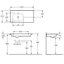 Plan-vasque c&eacute;ramique 101cm sans trou de robinet Blanc brillant - JACOB DELAFON R&eacute;f. EXCA102-Z-00