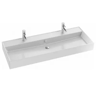 Plan vasque c�ramique 121cm perc� 2 trous de robinet Blanc brillant - JACOB DELAFON R�f. EXBK112-00