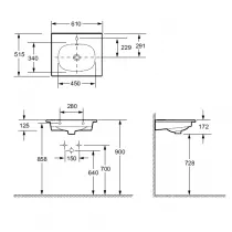Plan-vasque c&eacute;ramique 61cm perc&eacute; 1 trou de robinet Blanc brillant - JACOB DELAFON R&eacute;f. EXCC112-Z-00