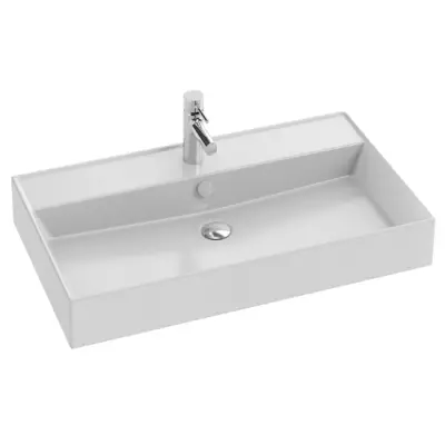 Plan vasque c�ramique 81cm perc� 1 trou de robinet Blanc brillant - JACOB DELAFON R�f. EXBI112-00