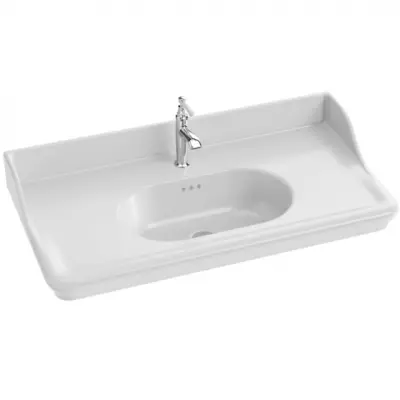 Plan-vasque c�ramique Cl�o 1889 101cm Blanc perc� 1 trou - Jacob Delafon R�f. EXW112-0