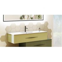 Plan vasque céramique Luna 121x46.5cm percé 1 trou Blanc - DECOTEC Réf. 1790371
