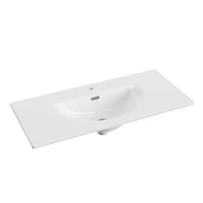 Plan vasque C�ramique STELLARIS L101 Blanc brillant - DECOTEC R�f.1798121