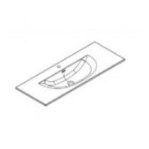 Plan vasque Céramique STELLARIS L121 Blanc brillant - cuve centrée - DECOTEC Réf.1798131
