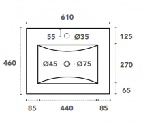 Plan vasque Cérès 61x46cm céramique Blanc - OZE Réf. VAS-600CER