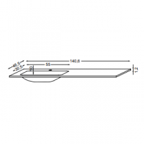 Plan-vasque COLOMBINE 140cm verre givré noir (vasque à gauche uniquement) - Sanijura Réf. 550164