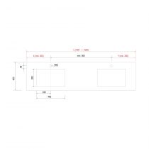 Plan-vasque COMPAKT Profindeur 46cm Largeur 141-160 (vasque largeur 46cm) - SALGAR Réf. 24479