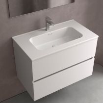 Plan vasque Constanza cérmaique blanc mat 1010x460mm - SALGAR Réf. 113778