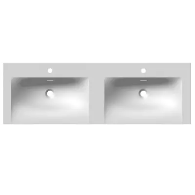 Plan vasque double Cinea 120x46cm MineralMarmo Blanc brillant - O\'DESIGN R�f. VASCINEA1200BDV