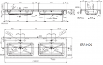 Plan vasque double Era 140x46cm Blanc brillant - O\'DESIGN Réf. VAS-CINEA1400B-DV