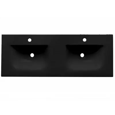 Plan vasque double Garance 121x46cm c�ramique Noir mat - O\'DESIGN R�f. VAS-GAR1200-NM