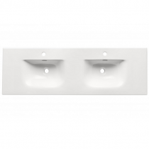 Plan vasque double Garance 141x46cm céramique Blanc - O\'DESIGN Réf. VAS-GAR1400