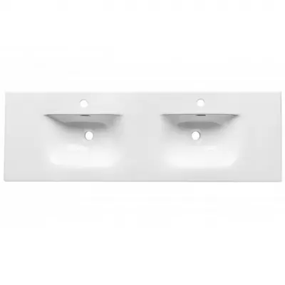 Plan vasque double Garance 141x46cm c�ramique Blanc mat - O\'DESIGN R�f. VAS-GAR1400-BM