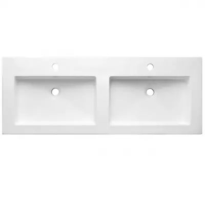 Plan vasque double Grego 121x46.5cm c�ramique Blanc - O\'DESIGN R�f. VAS-GRECO1200