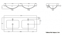 Plan vasque double Otto 120x46cm Blanc - O\'DESIGN Réf. OTTOVAS120