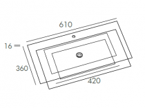 Plan vasque Gao 61x36cm céramique Blanc - OZE Réf. VAS-600CER-36