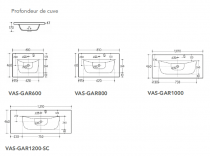 Plan vasque Garance 121x46cm céramique Blanc mat - O\'DESIGN Réf. VAS-GAR1200-SC-BM