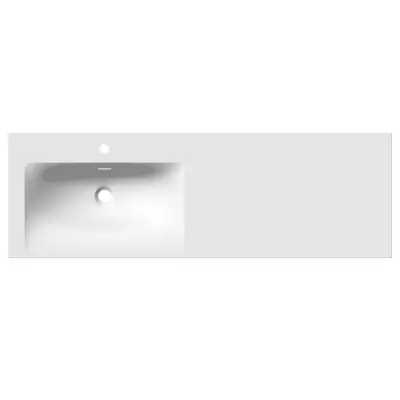 Plan vasque gauche Cinea 140x46cm MineralMarmo Blanc brillant - O\'DESIGN R�f. VASCINEA1400BCG